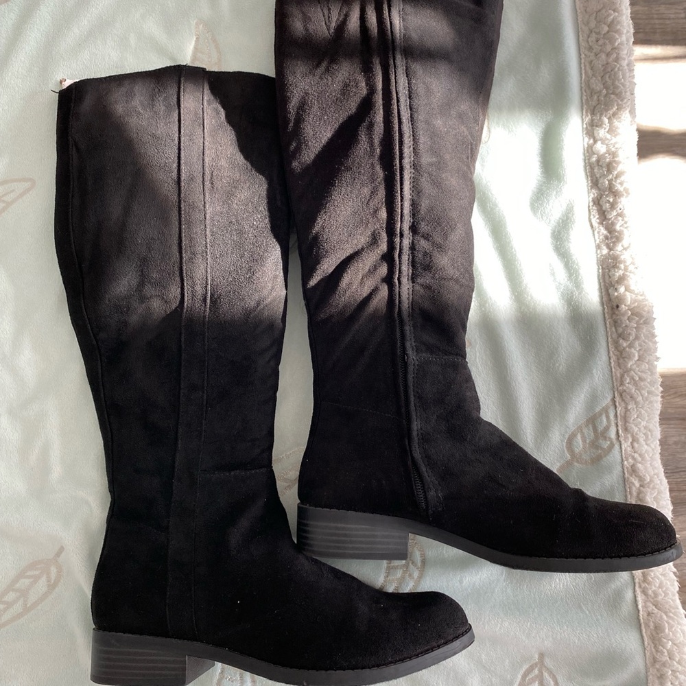 Suede knee high boots